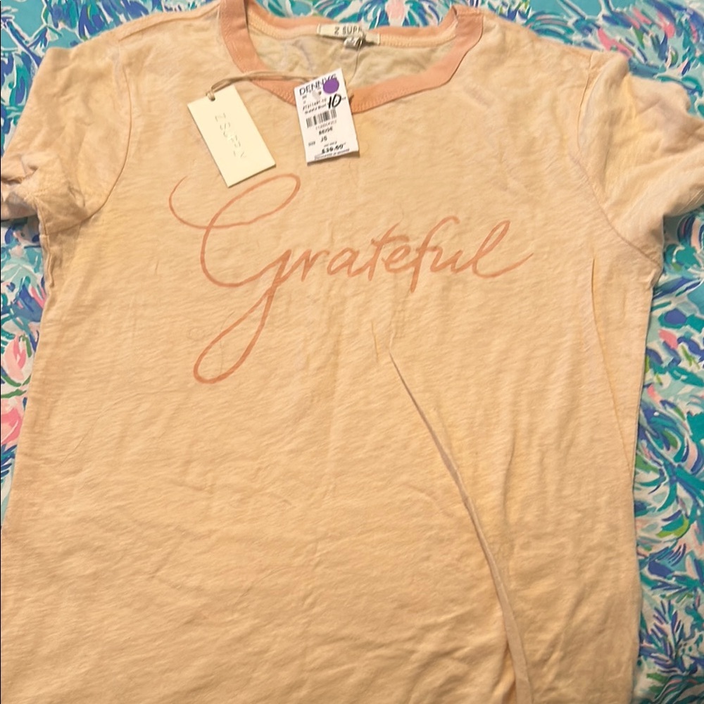 Z Supply Cream Pink Short Sleeve T-Shirt